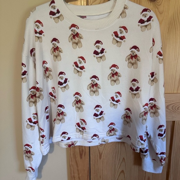 White Teddy Bear Sweatshirt Christmas‎ Super Soft Size Large - Picture 5 of 5